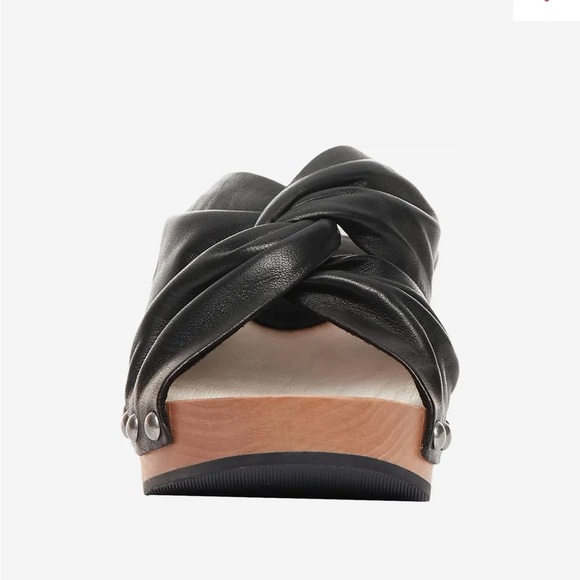 Kelsi Dagger Brooklyn Sprinter black clog slide sandal leather up stud open toe - Picture 5 of 16